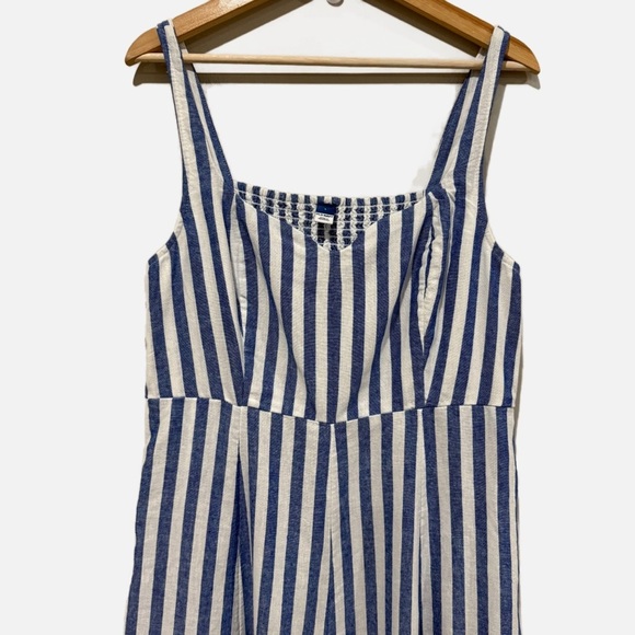 OLD NAVY Fit & Flare Linen-Blend Midi Dress Striped Coastal Preppy Size Large - Picture 3 of 12